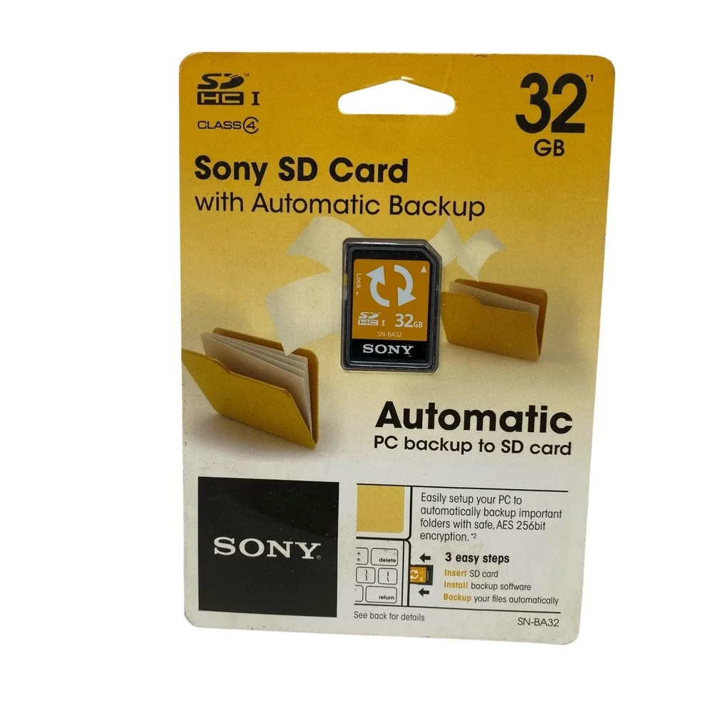 Sony 32GB SDHC Class 4 Memory Card Automatic PC‎ Backup SN-BA32 NEW